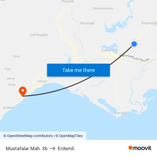 Mustafalar Mah. 3b to Erdemli map