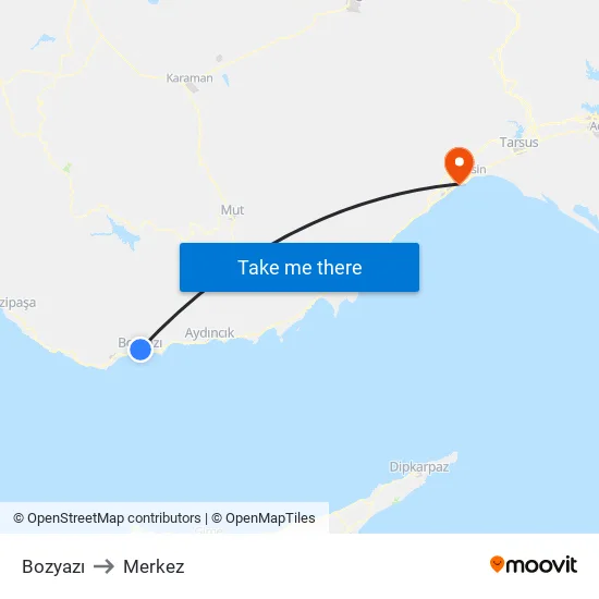 Bozyazı to Merkez map