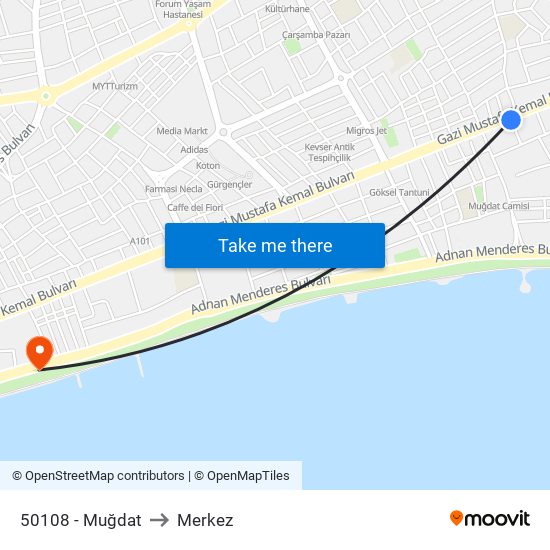 50108 - Muğdat to Merkez map
