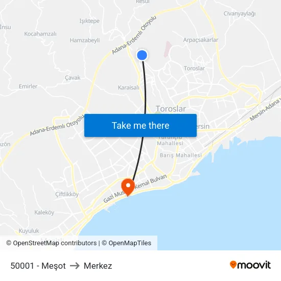 50001 - Meşot to Merkez map