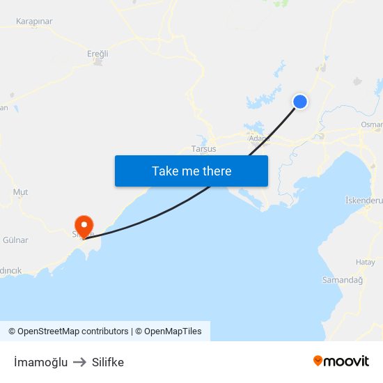 İmamoğlu to Silifke map