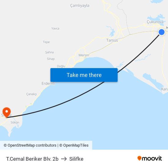 T.Cemal Beriker Blv. 2b to Silifke map