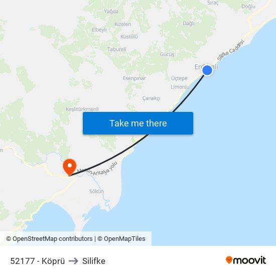 52177 - Köprü to Silifke map