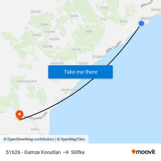 51626 - Gamze Konutları to Silifke map