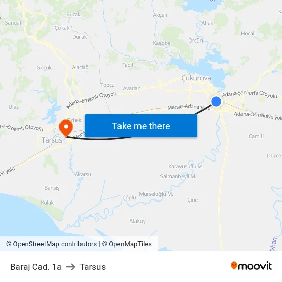 Baraj Cad. 1a to Tarsus map