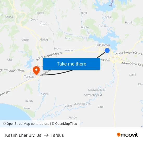 Kasim Ener Blv. 3a to Tarsus map