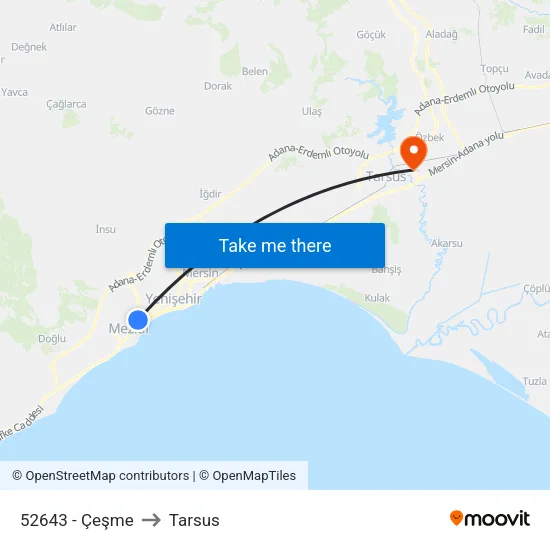 52643 - Çeşme to Tarsus map