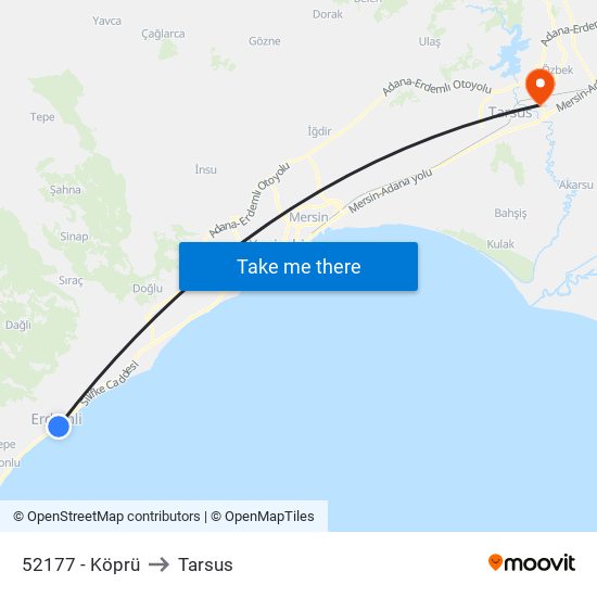 52177 - Köprü to Tarsus map