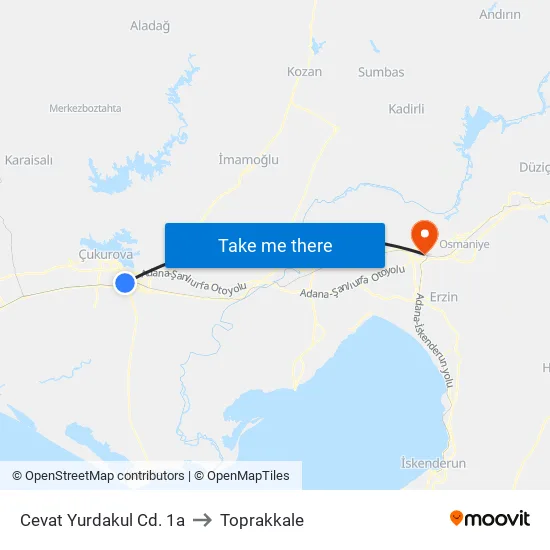 Cevat Yurdakul Cd. 1a to Toprakkale map