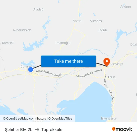 Şehitler Blv. 2b to Toprakkale map