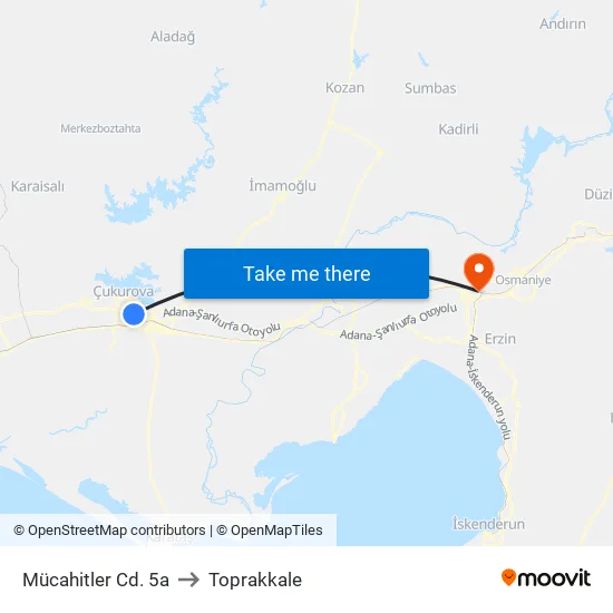 Mücahitler Cd. 5a to Toprakkale map