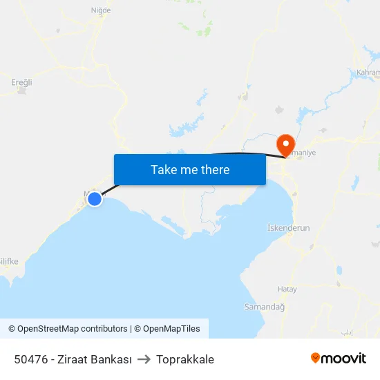 50476 - Ziraat Bankası to Toprakkale map