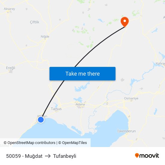 50059 - Muğdat to Tufanbeyli map