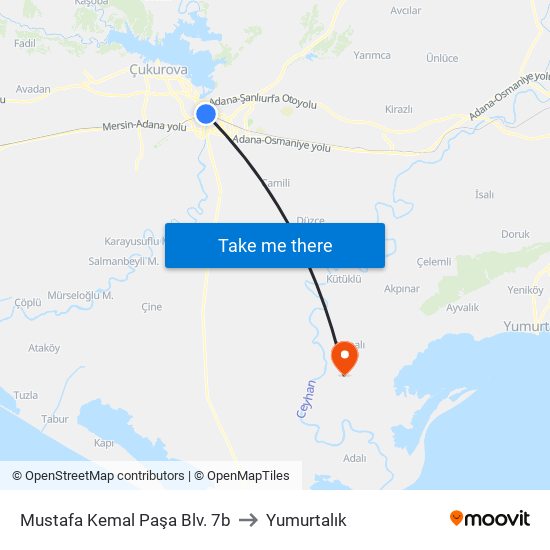 Mustafa Kemal Paşa Blv. 7b to Yumurtalık map