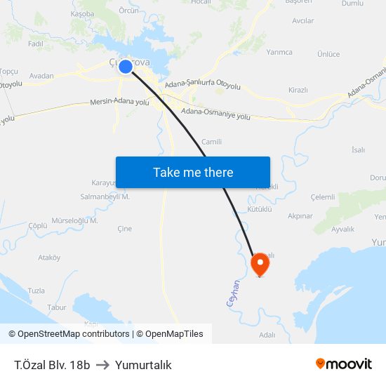 T.Özal Blv. 18b to Yumurtalık map