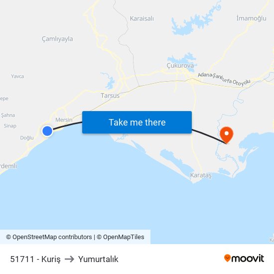 51711 - Kuriş to Yumurtalık map