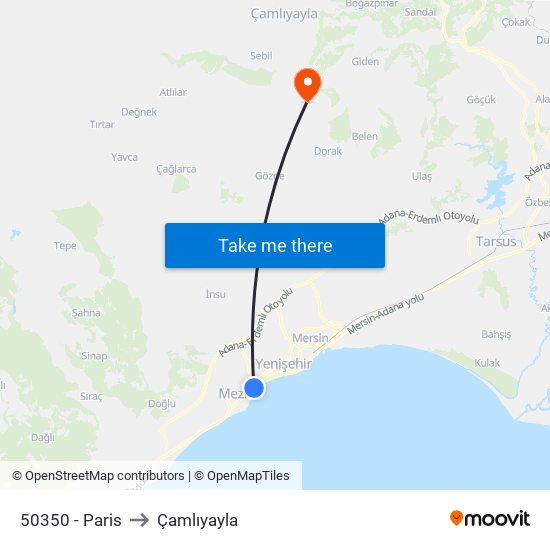 50350 - Paris to Çamlıyayla map