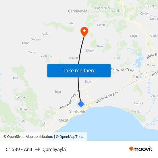 51689 - Anıt to Çamlıyayla map