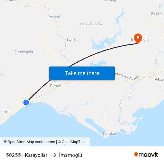 50255 - Karayolları to İmamoğlu map