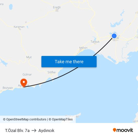 T.Özal Blv. 7a to Aydıncık map