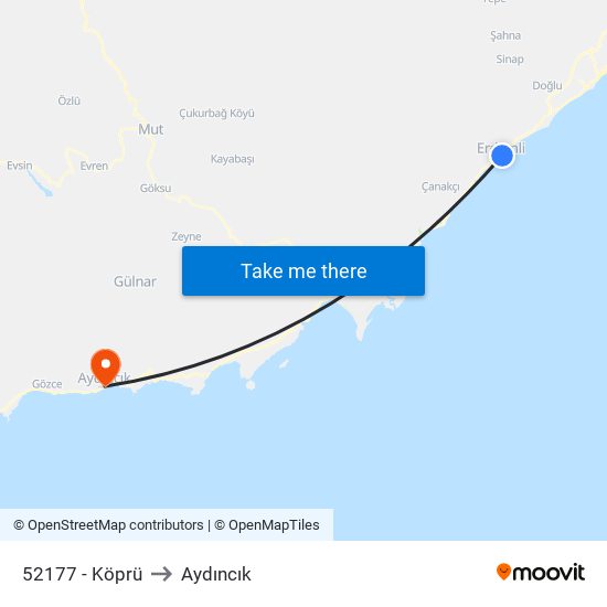 52177 - Köprü to Aydıncık map