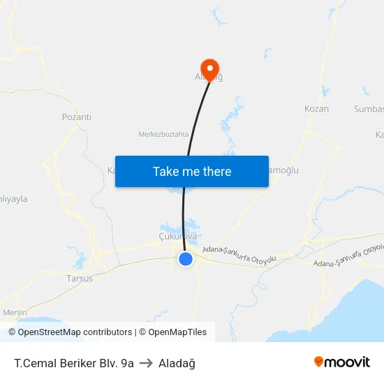 T.Cemal Beriker Blv. 9a to Aladağ map