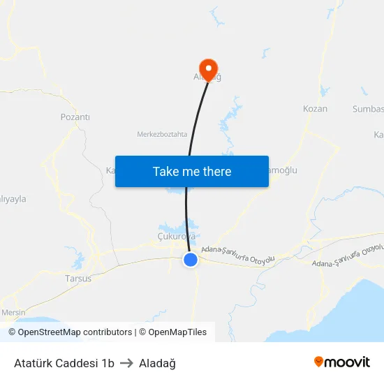 Atatürk Caddesi 1b to Aladağ map