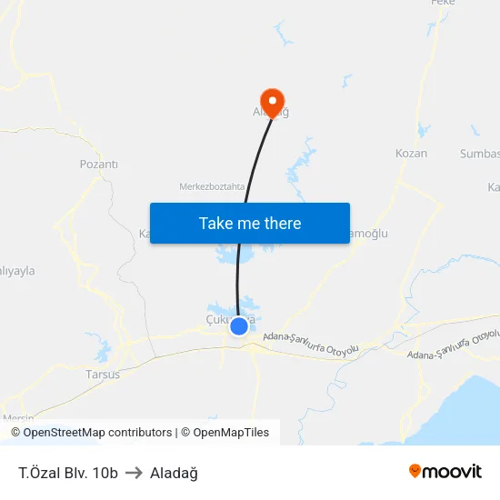 T.Özal Blv. 10b to Aladağ map