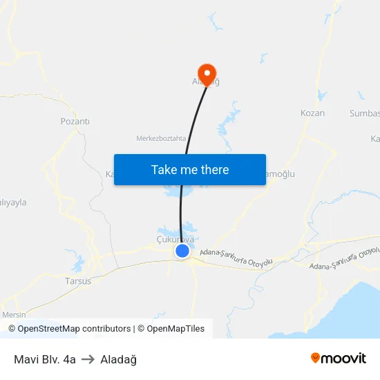 Mavi Blv. 4a to Aladağ map