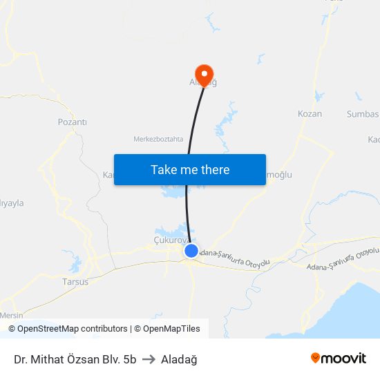 Dr. Mithat Özsan Blv. 5b to Aladağ map
