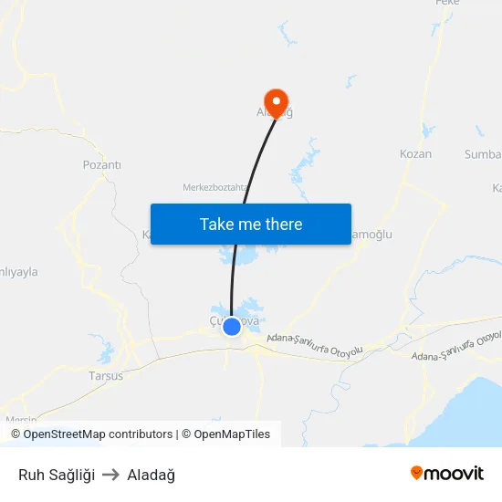 Ruh Sağliği to Aladağ map