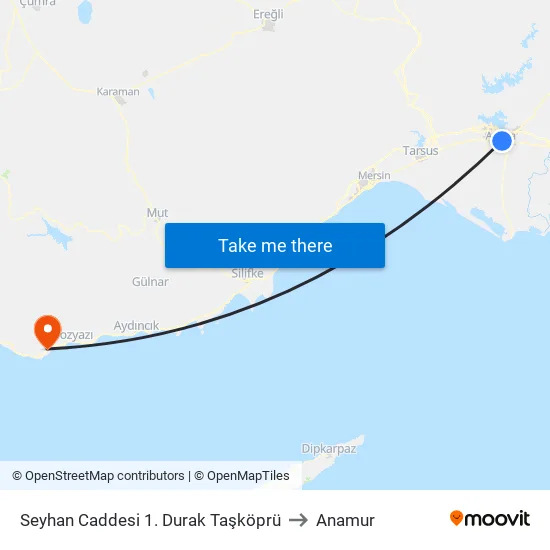 Seyhan Caddesi 1. Durak Taşköprü to Anamur map