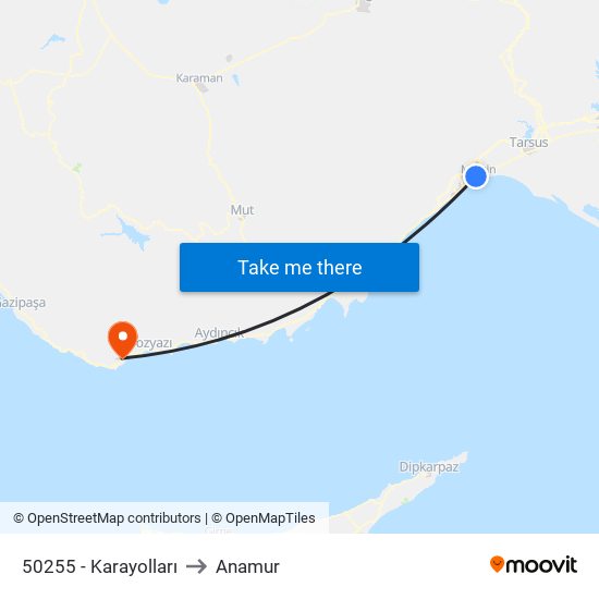 50255 - Karayolları to Anamur map