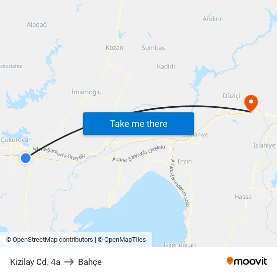 Kizilay Cd. 4a to Bahçe map