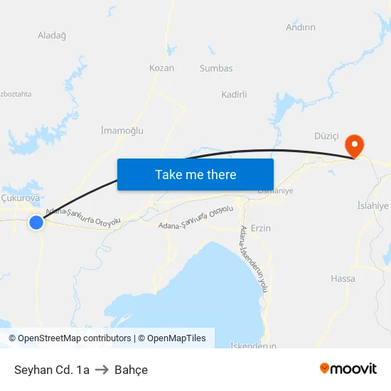 Seyhan Cd. 1a to Bahçe map