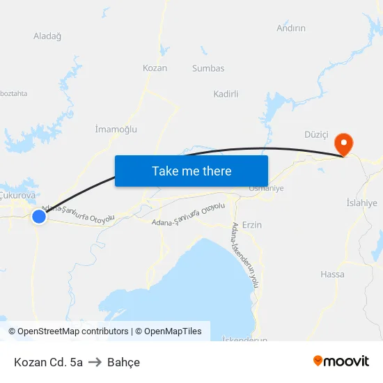 Kozan Cd. 5a to Bahçe map