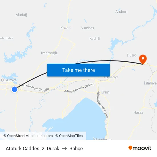 Atatürk Caddesi 2. Durak to Bahçe map