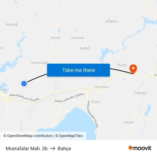 Mustafalar Mah. 3b to Bahçe map