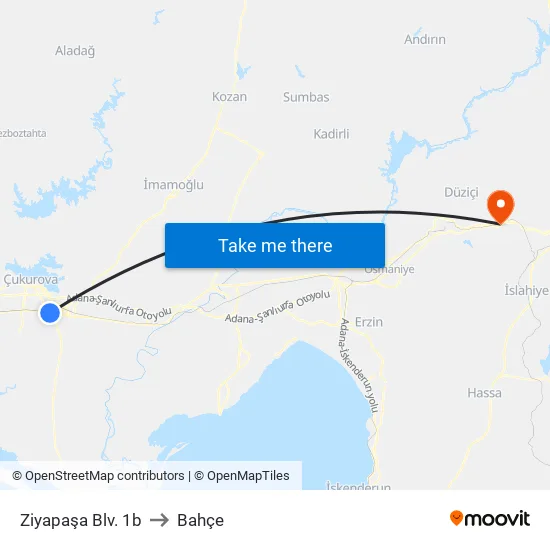 Ziyapaşa Blv. 1b to Bahçe map
