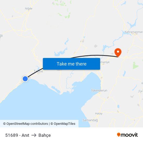51689 - Anıt to Bahçe map
