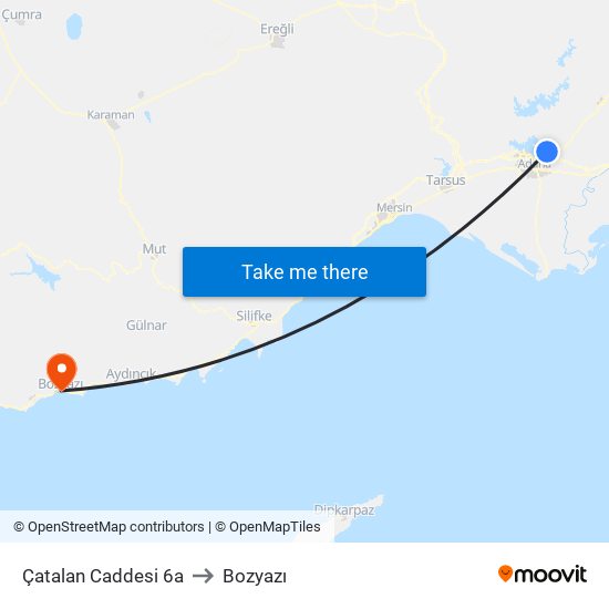 Çatalan Caddesi 6a to Bozyazı map