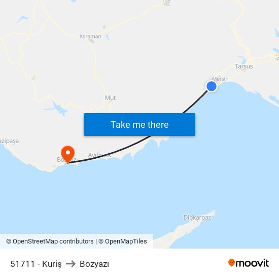 51711 - Kuriş to Bozyazı map