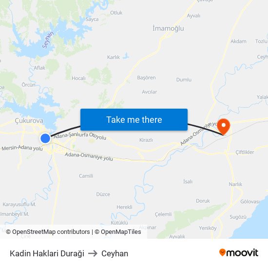 Kadin Haklari Duraği to Ceyhan map