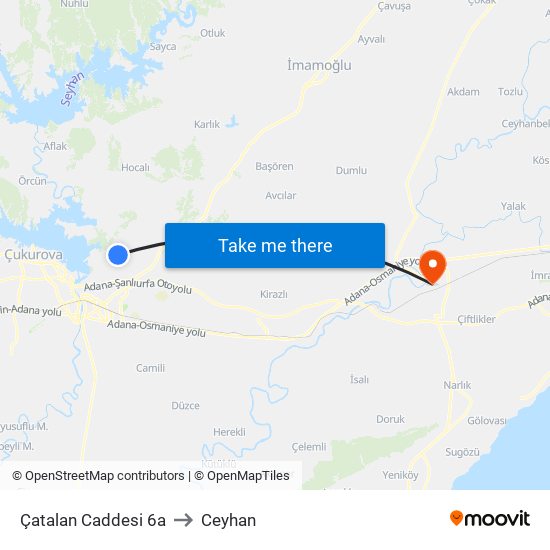 Çatalan Caddesi 6a to Ceyhan map