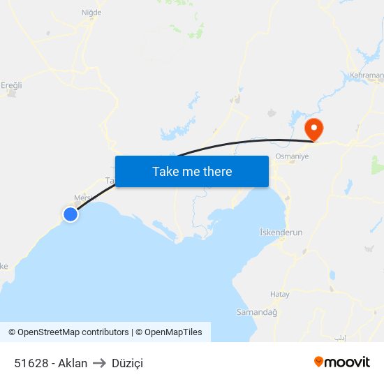 51628 - Aklan to Düziçi map