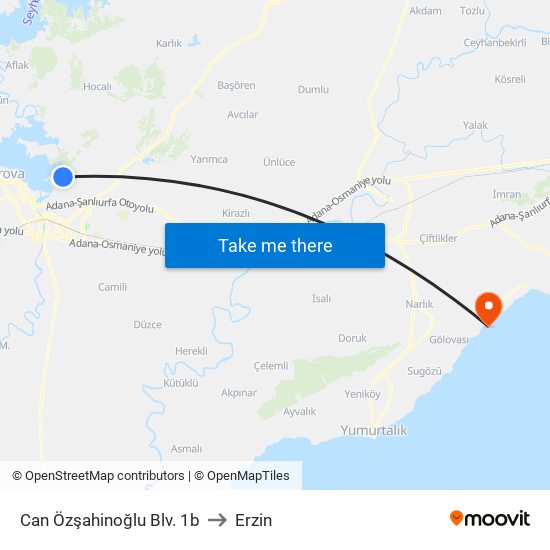 Can Özşahinoğlu Blv. 1b to Erzin map