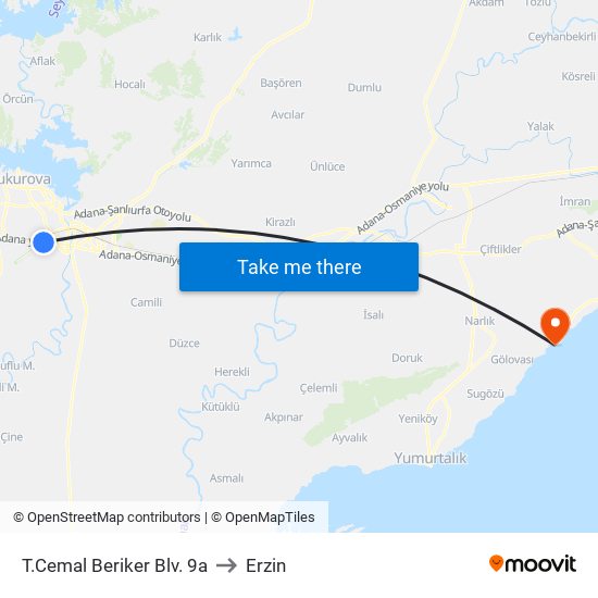 T.Cemal Beriker Blv. 9a to Erzin map