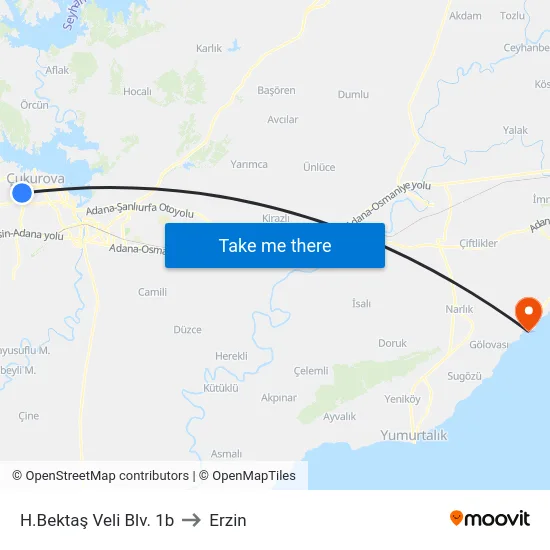 H.Bektaş Veli Blv. 1b to Erzin map