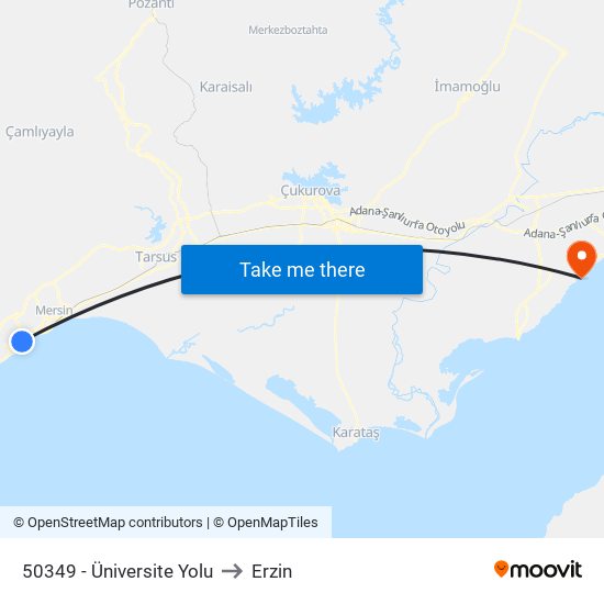 50349 - Üniversite Yolu to Erzin map