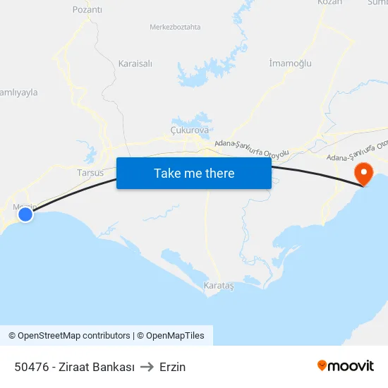 50476 - Ziraat Bankası to Erzin map